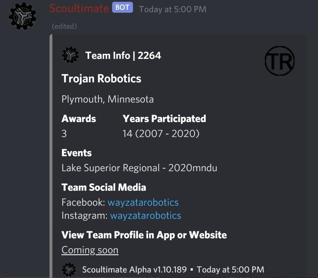 FRC Discord Bot - Scoultimate - Other - Chief Delphi